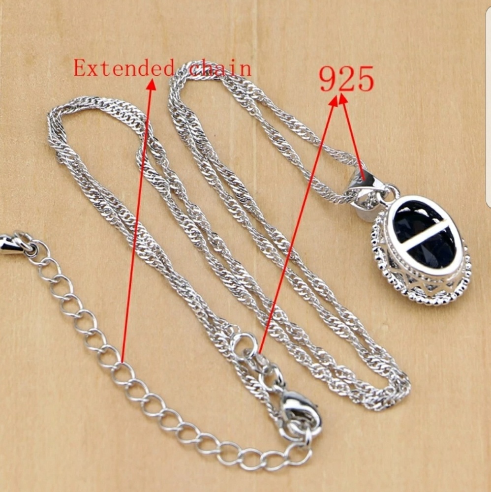 925 sterling silver blue set size 7 - Picture 5 of 5